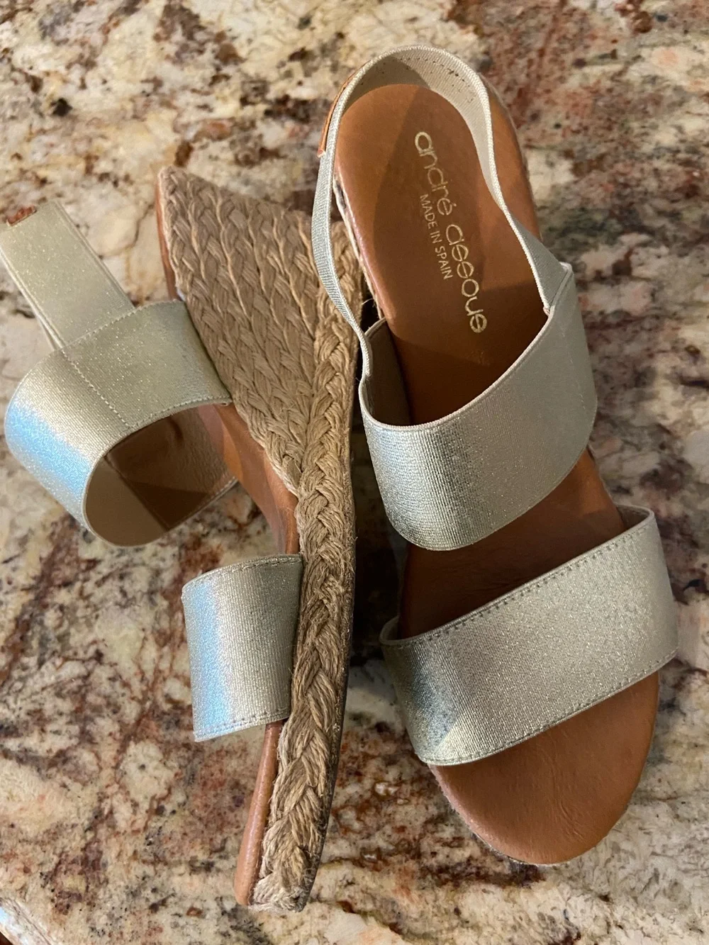 Alison Wedge Espadrille Sandal in Natural Linen size 8 Made in Spain